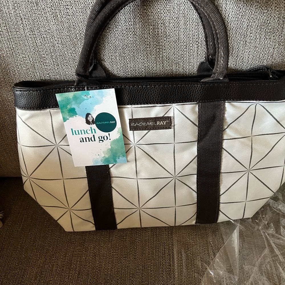 Rachael Ray Brown and White Geometric Lunch Tote Bag